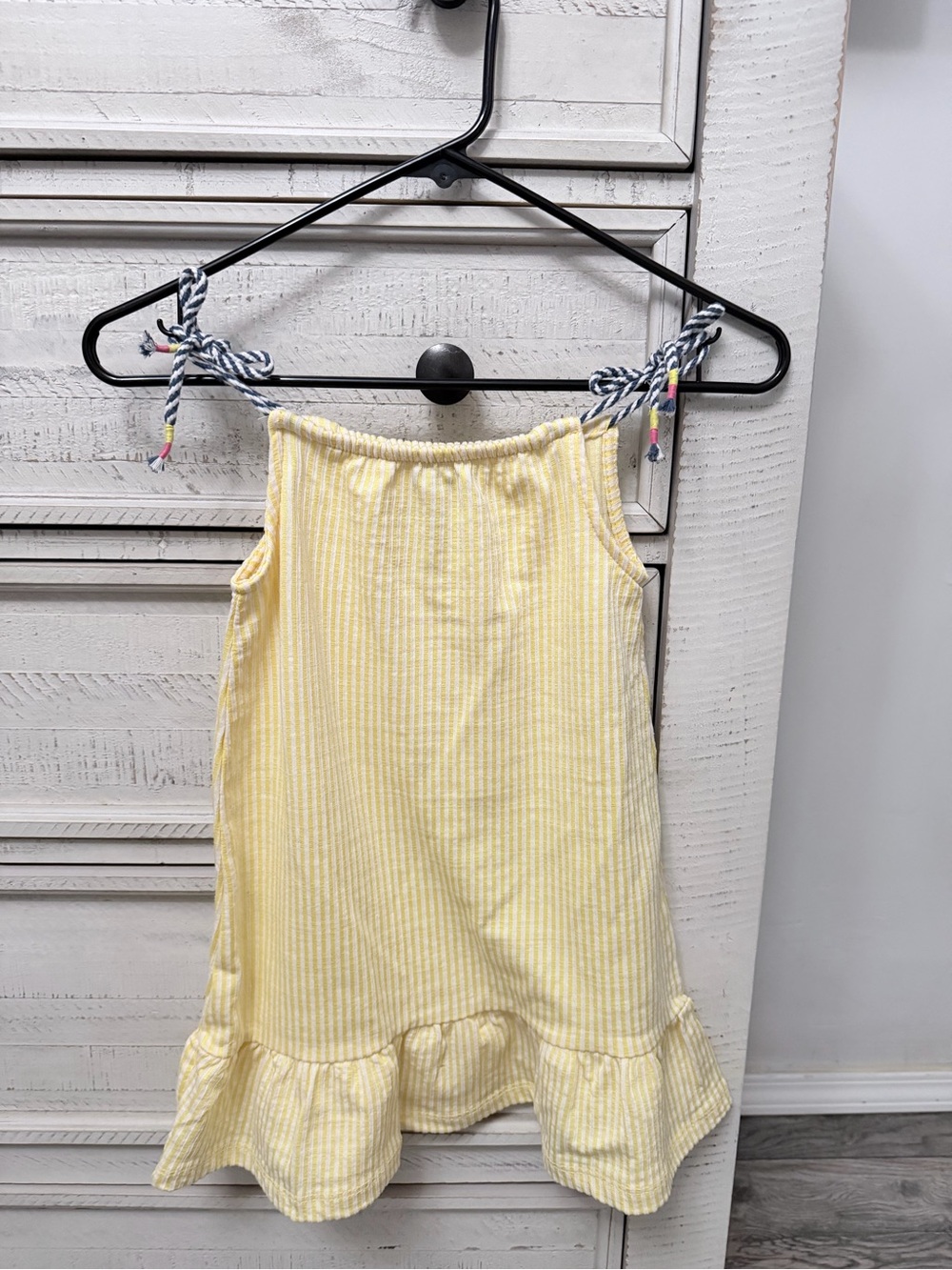 Yellow Striped Girls' Tie-Shoulder Sundress